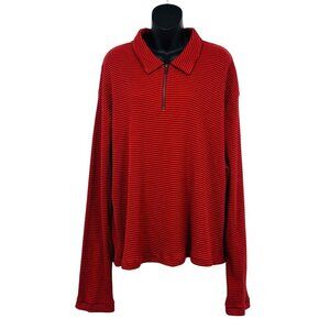 BDG Urban Outfitters XL Red Black Half-Zip Collar Pullover Sweater Stripe New